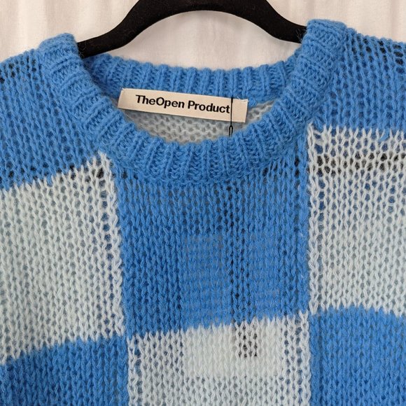 SSENSE Checker Board Blue Sweater Size Extra Large - Picture 10 of 17